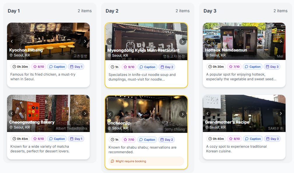 Create trips from videos
